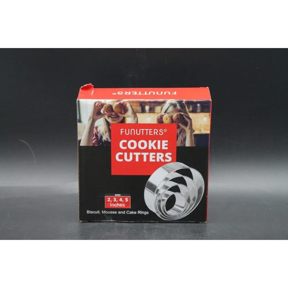 Funutters Stainless Steel Round Cookie Biscuit Cutter Set 4 Piece 2 3 4 5 Inch